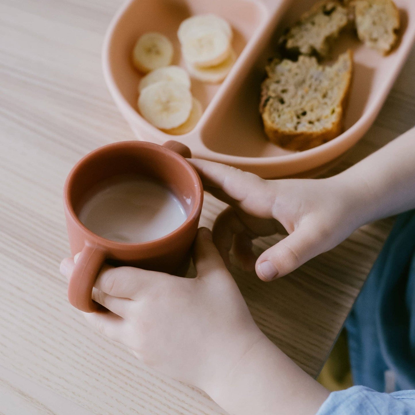 Set 2 Tasses d'apprentissage en silicone - Blush/Terracotta