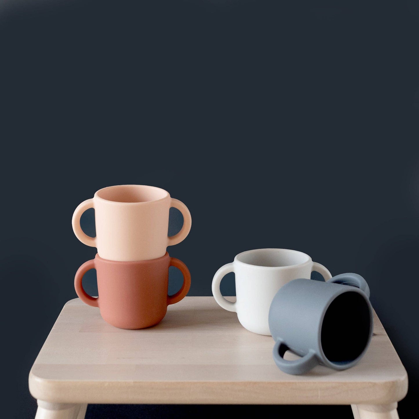 Set 2 Tasses d'apprentissage en silicone - Blush/Terracotta